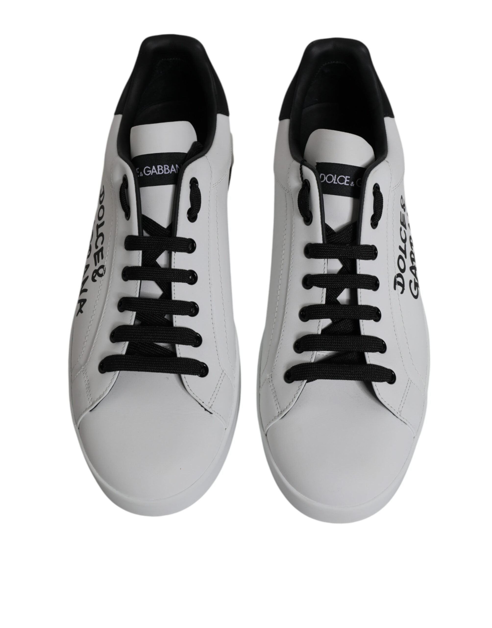 Dolce & Gabbana White Black Leather Portofino Sneaker