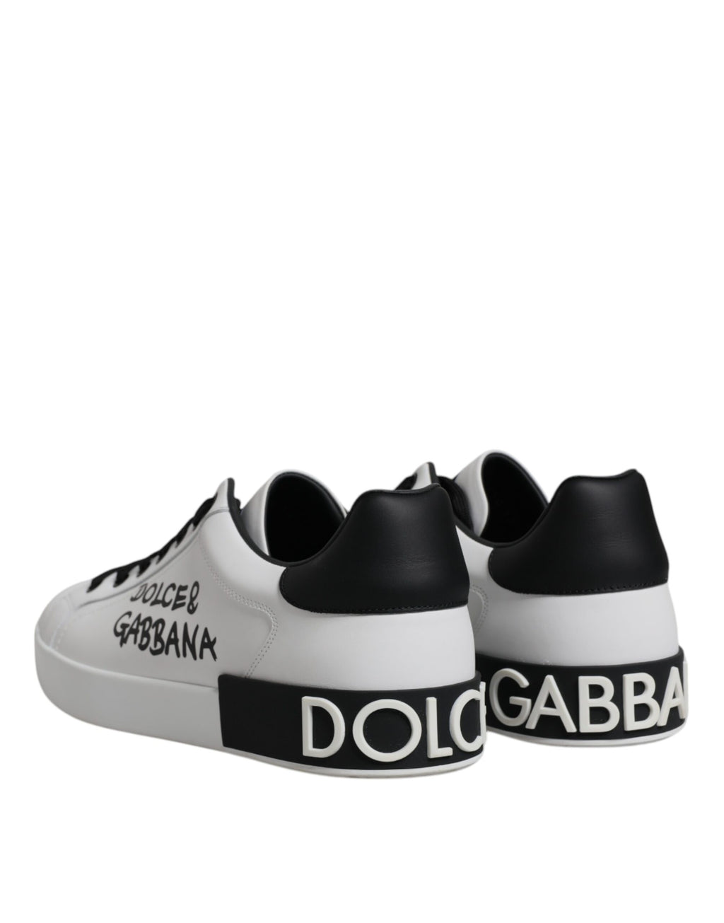Dolce & Gabbana White Black Leather Portofino Sneaker