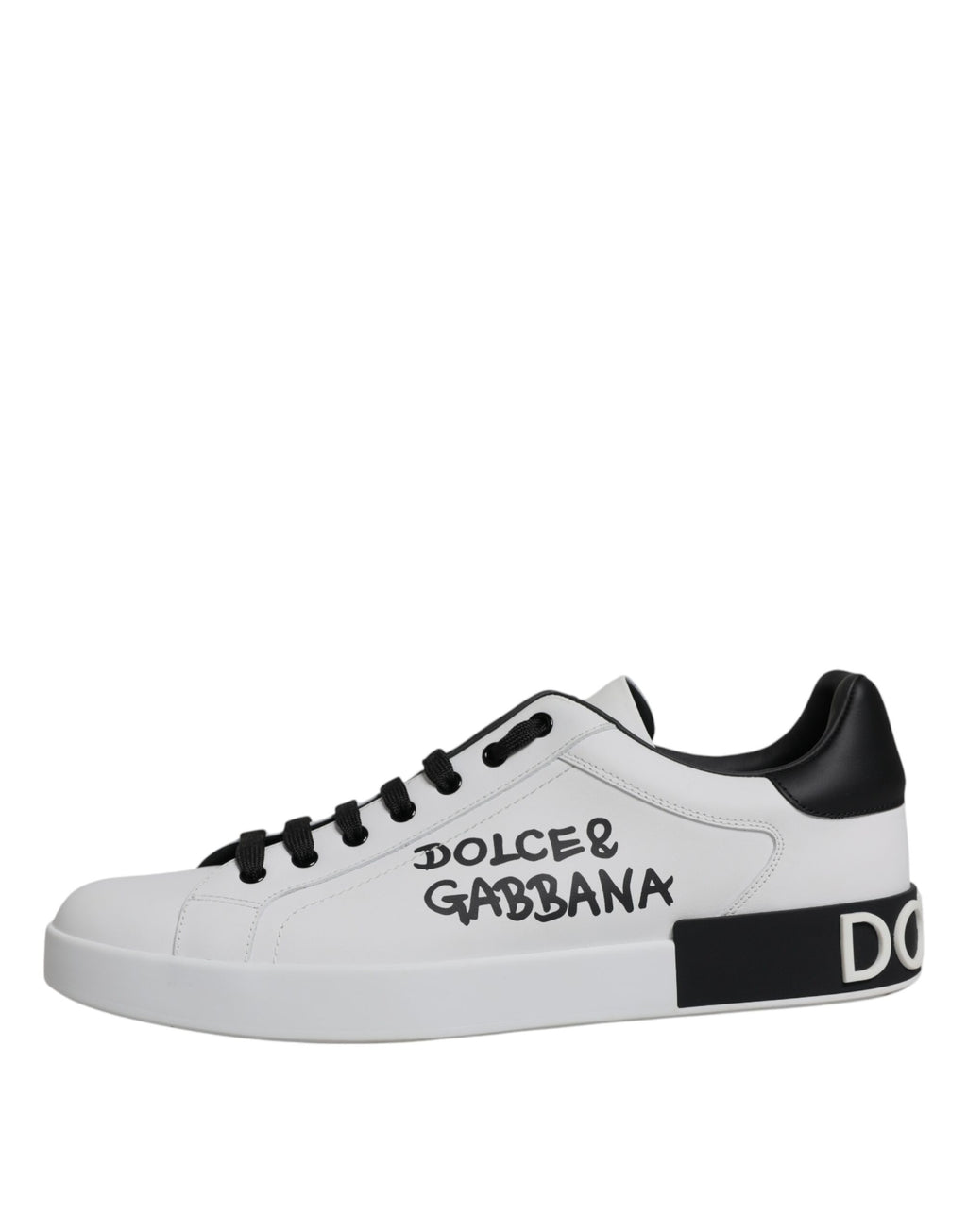 Dolce & Gabbana White Black Leather Portofino Sneaker