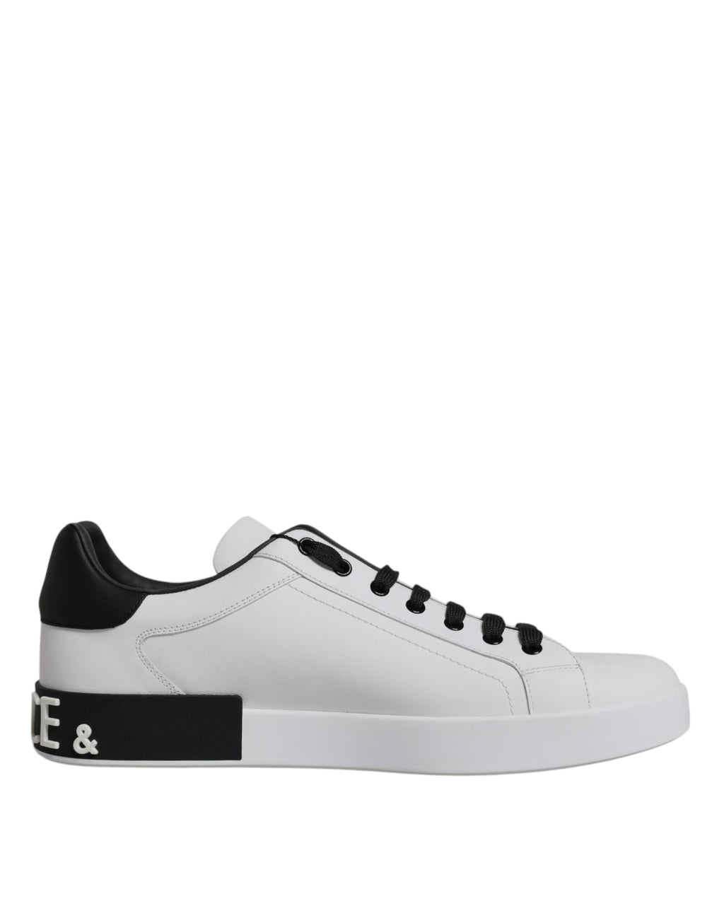 Dolce & Gabbana White Black Leather Portofino Sneaker