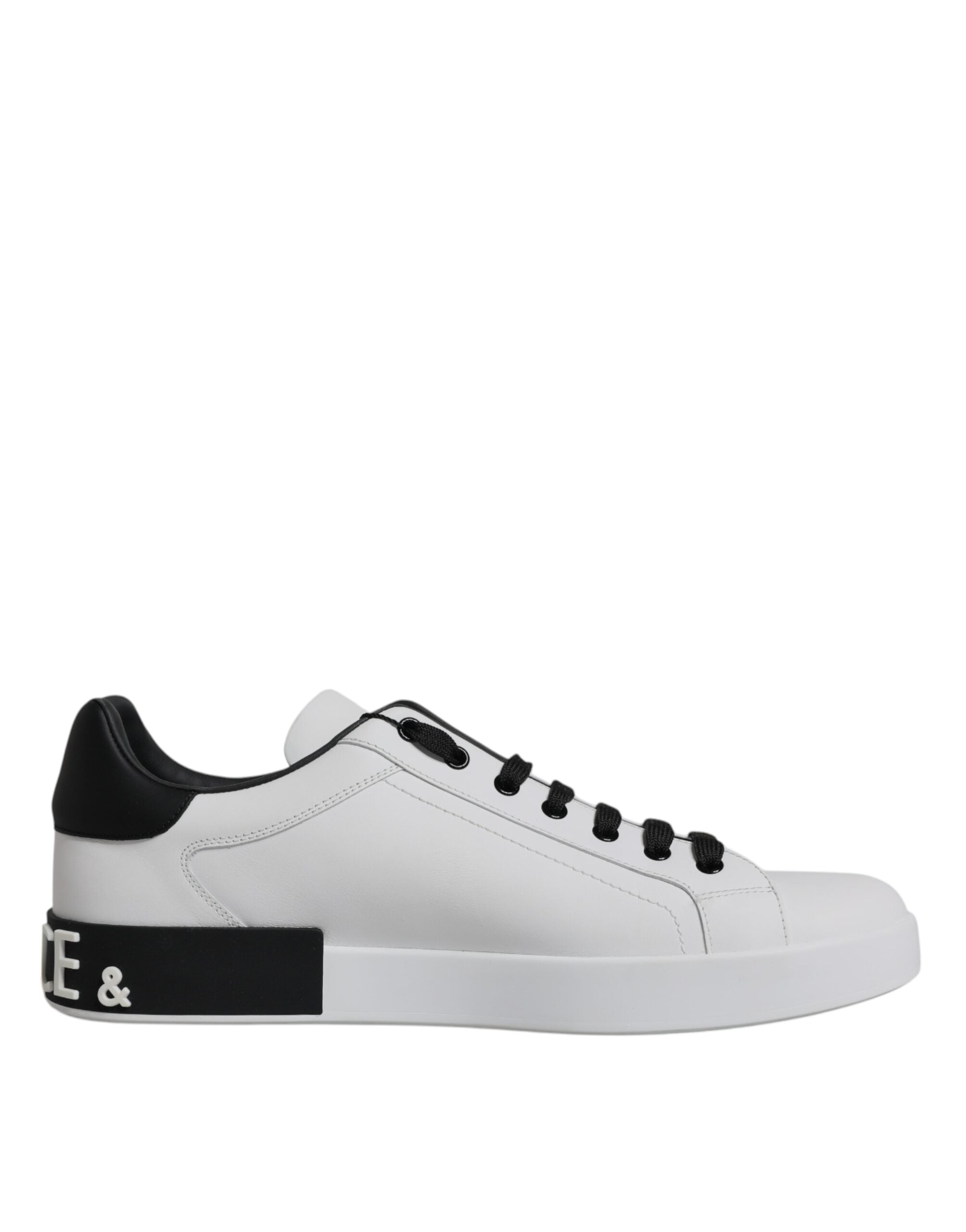 Dolce & Gabbana White Black Leather Portofino Sneaker