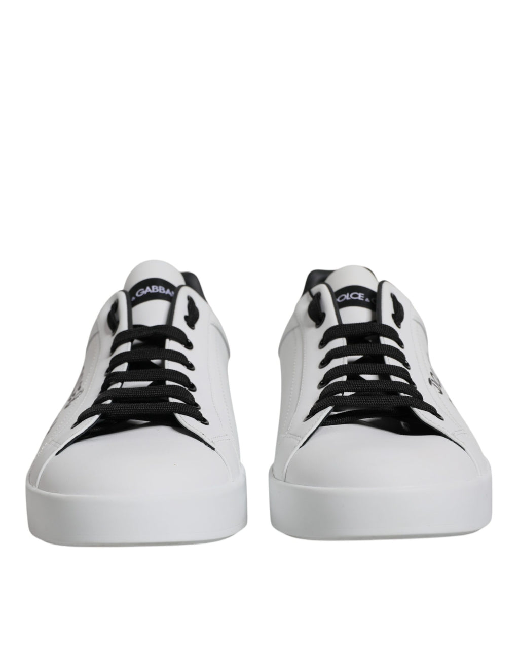Dolce & Gabbana White Black Leather Portofino Sneaker