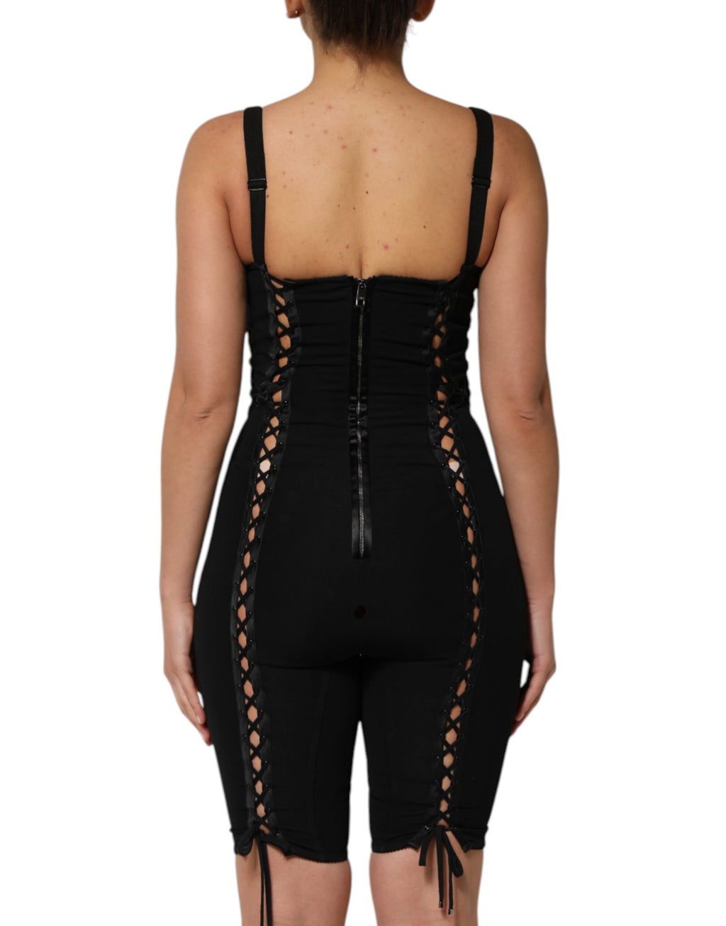 Dolce & Gabbana Black Corset Lace Bodycon Jumpsuit Mini Dress
