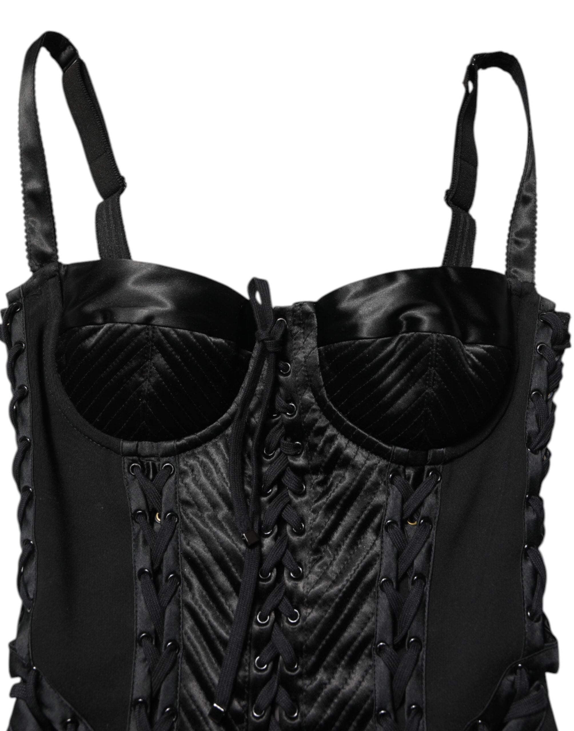 Dolce & Gabbana Black Corset Lace Bodycon Jumpsuit Mini Dress