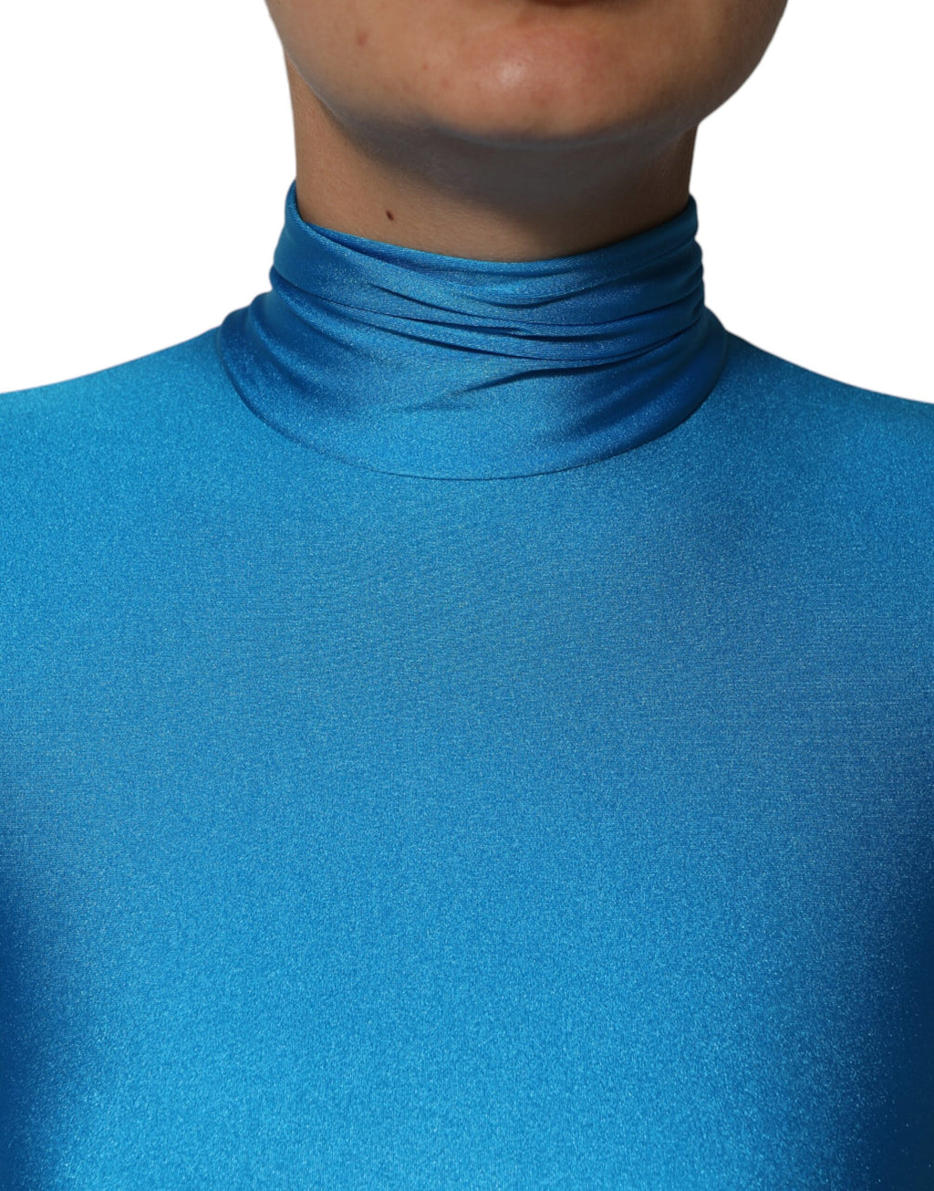 Dolce & Gabbana Blue Nylon Turtleneck Bodycon Jumpsuit  Dress
