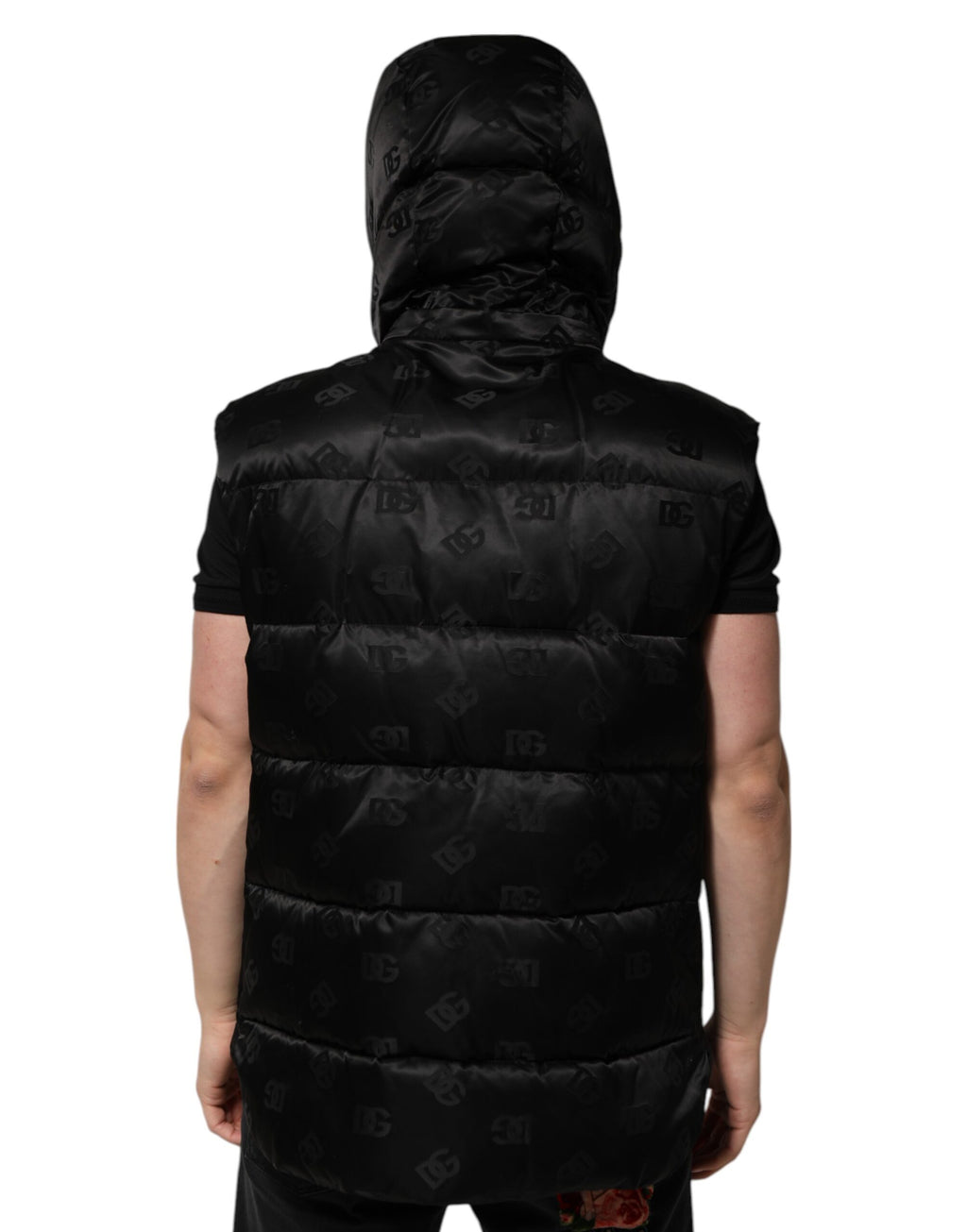 Dolce & Gabbana Black Quilted Sleeveless Hooded Vest Jacket