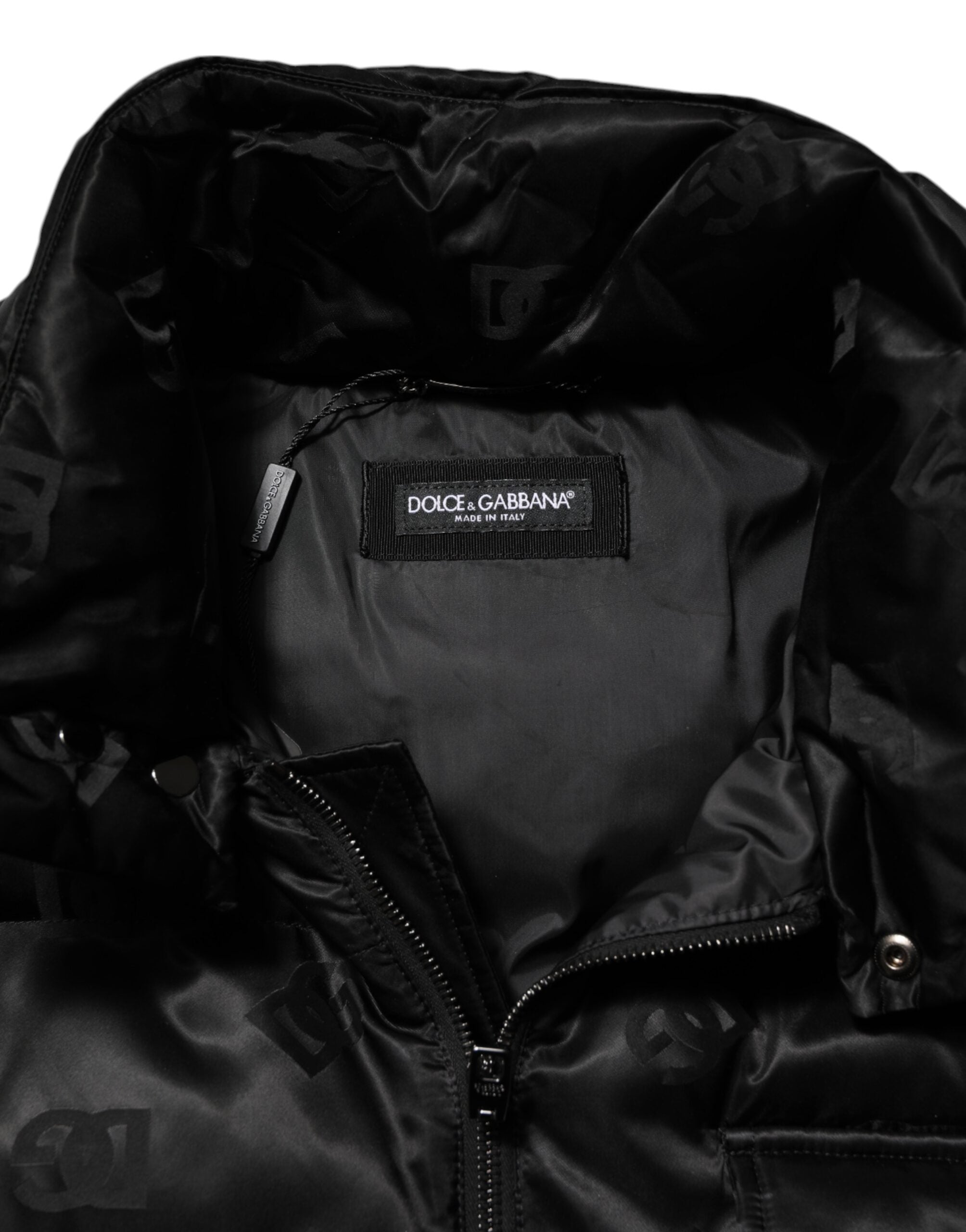 Dolce & Gabbana Black Quilted Sleeveless Hooded Vest Jacket