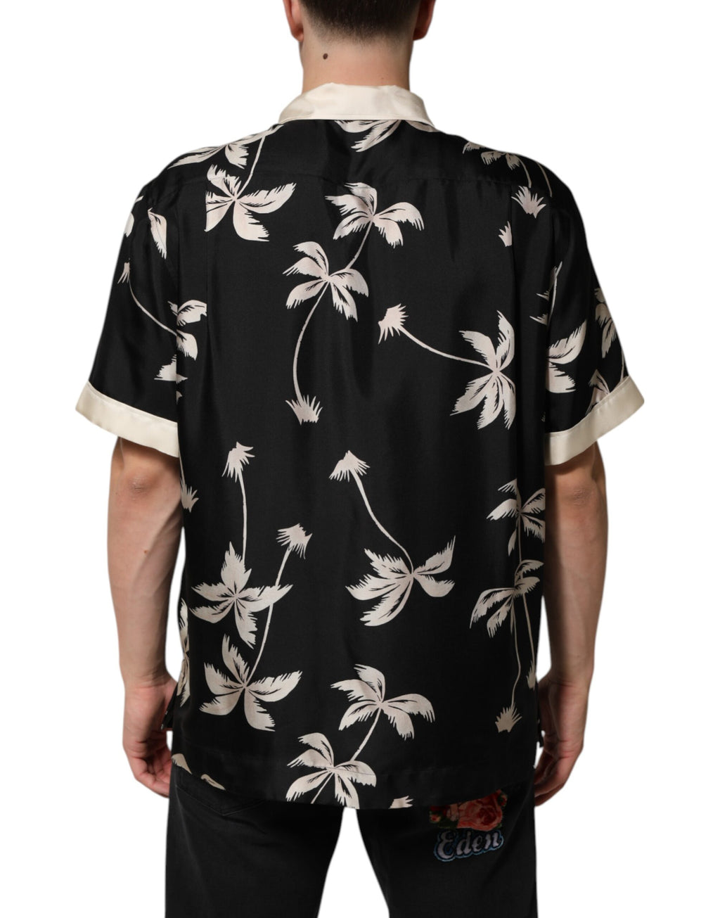 Dolce & Gabbana Black Printed Silk Short Sleeves Casual Shirt