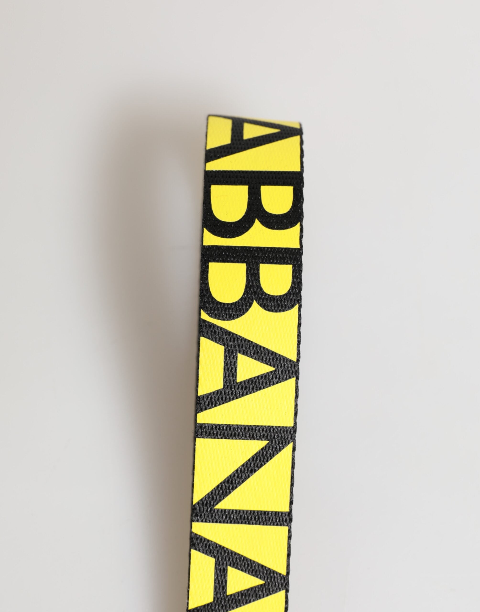 Dolce & Gabbana Yellow Logo Nylon Silver Brass Holder Keychain Keyring