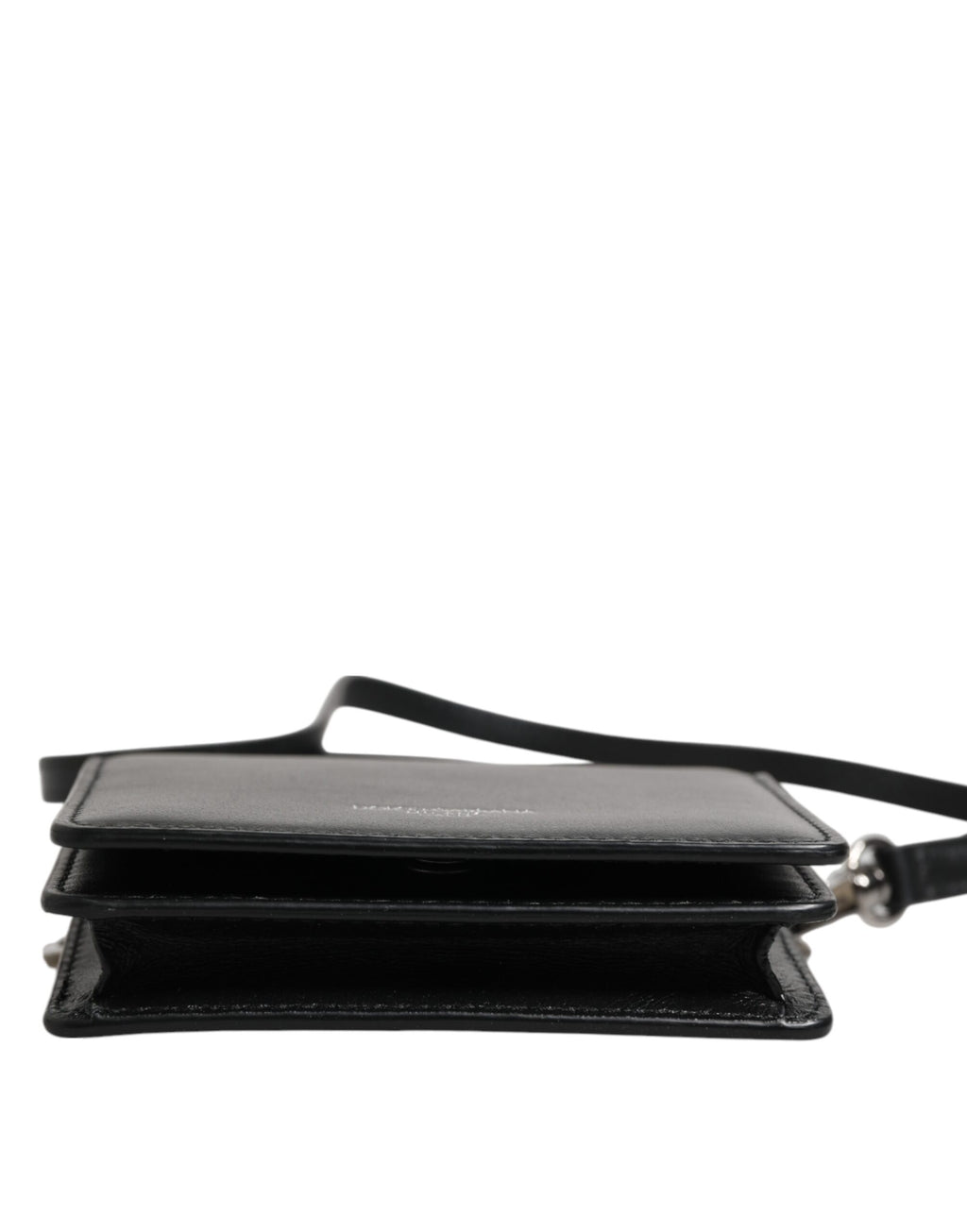 Dolce & Gabbana Black Leather Bifold Card Holder Crossbody Men Borse Bag