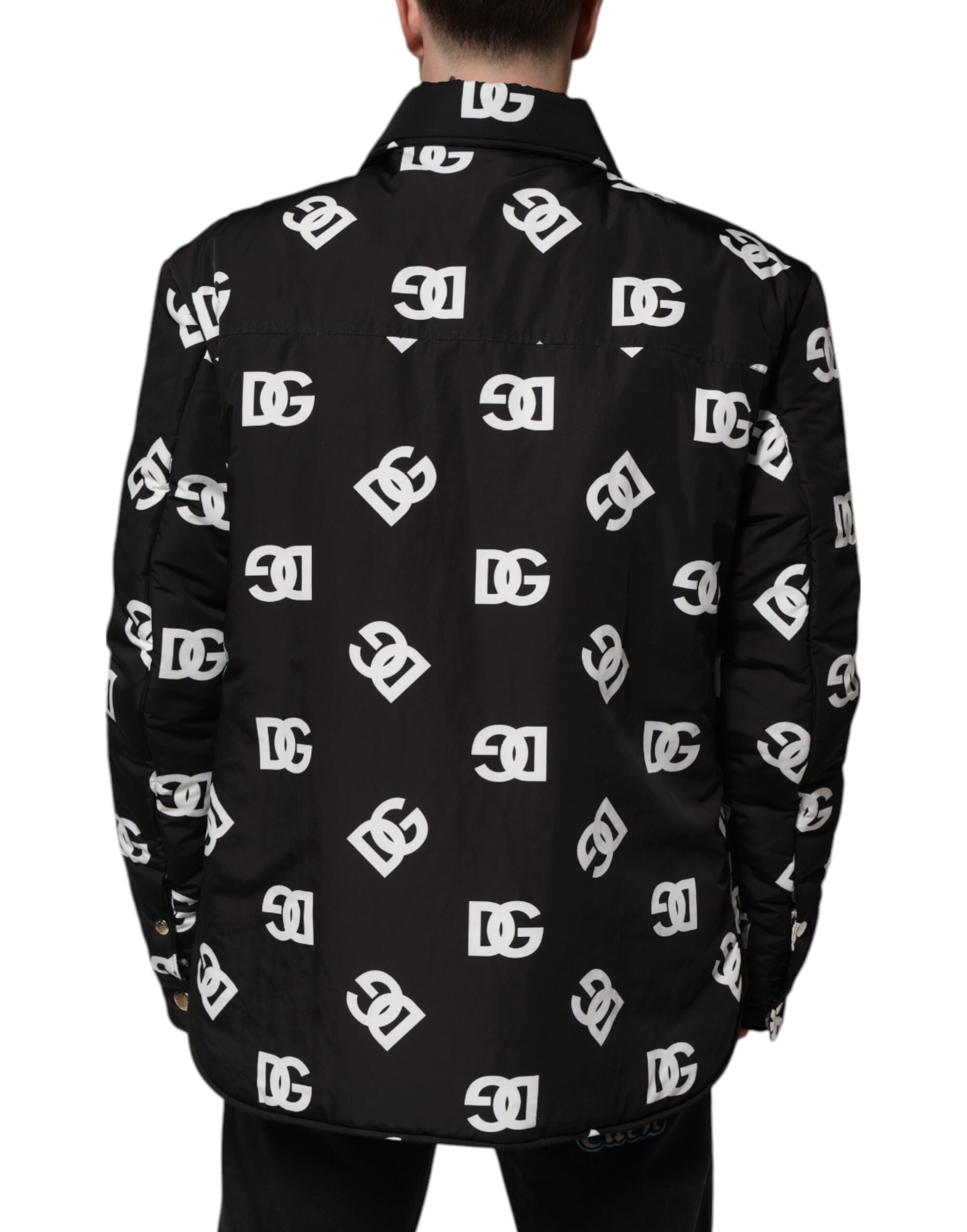 Dolce & Gabbana Black DG Monogram Nylon Windbreaker Jacket