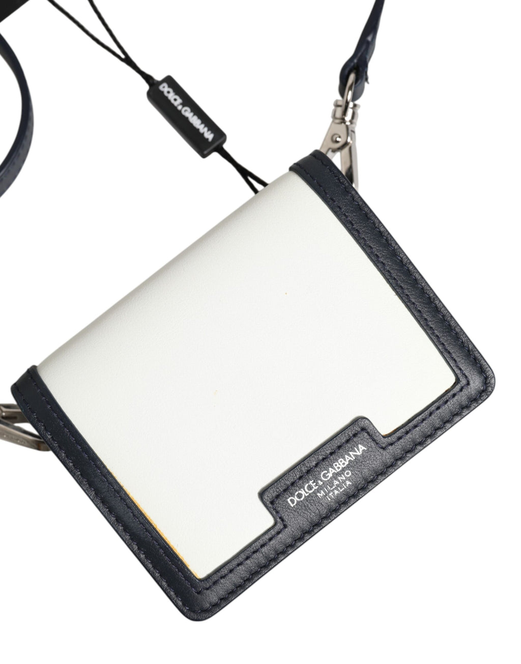 Dolce & Gabbana Beige Black Leather Card Holder Crossbody Men Borse Bag