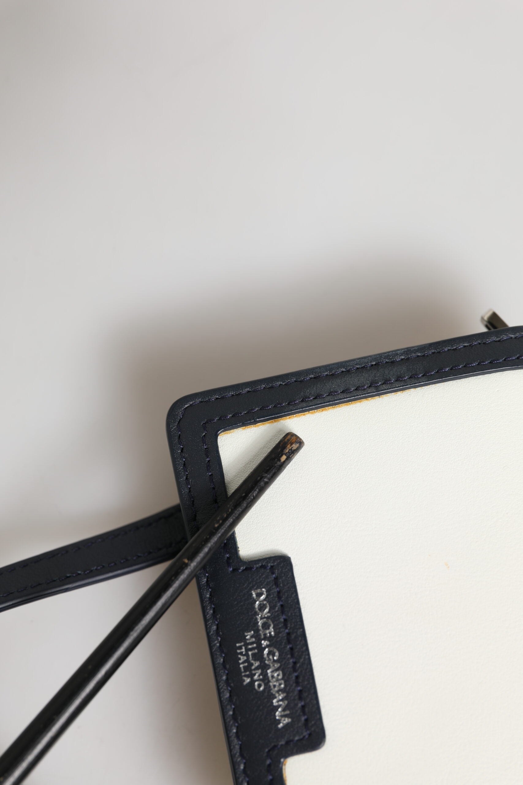 Dolce & Gabbana Beige Black Leather Card Holder Crossbody Men Borse Bag