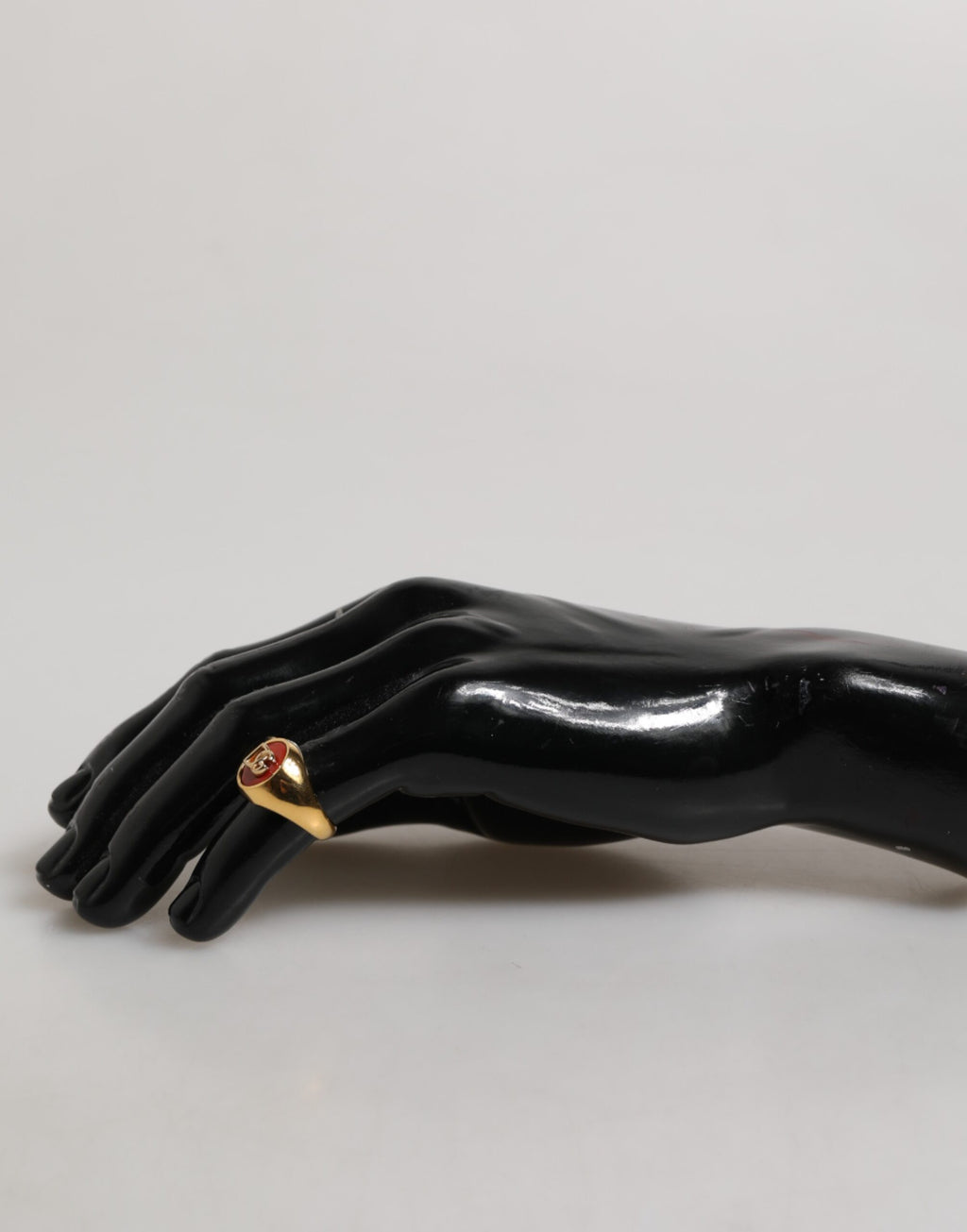 Dolce & Gabbana Gold Tone Real Brass Red DG Logo Men Ring