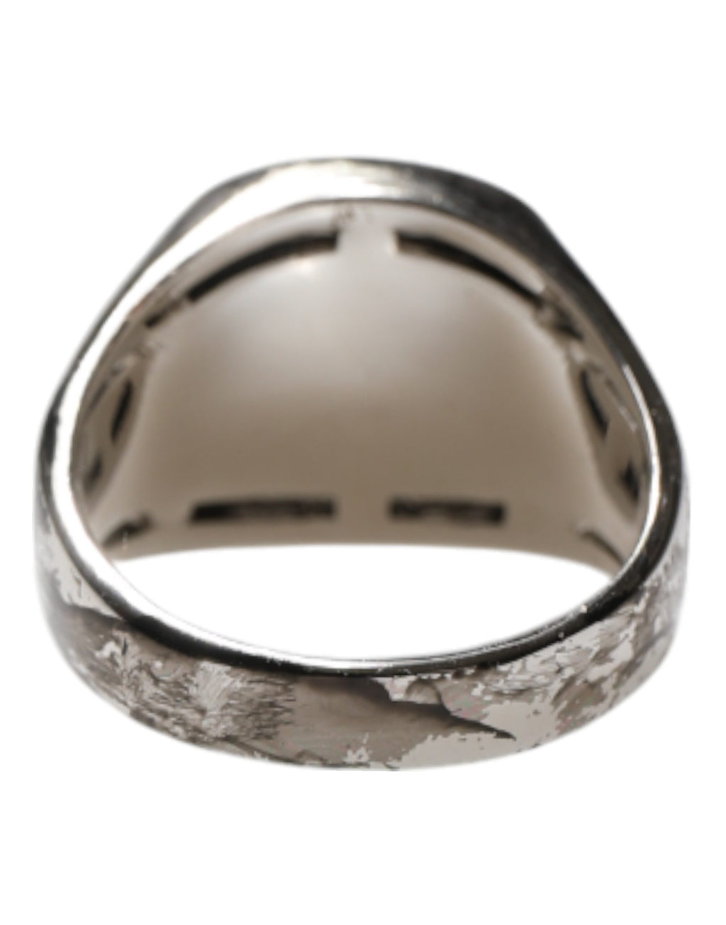 Dolce & Gabbana Silver Tone Engraved Two Color Real Brass Ring