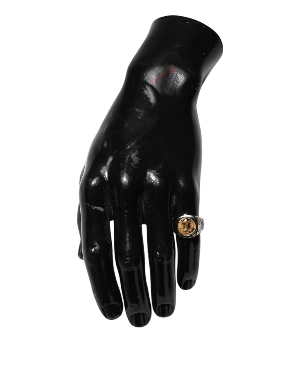 Dolce & Gabbana Silver Tone Engraved Two Color Real Brass Ring