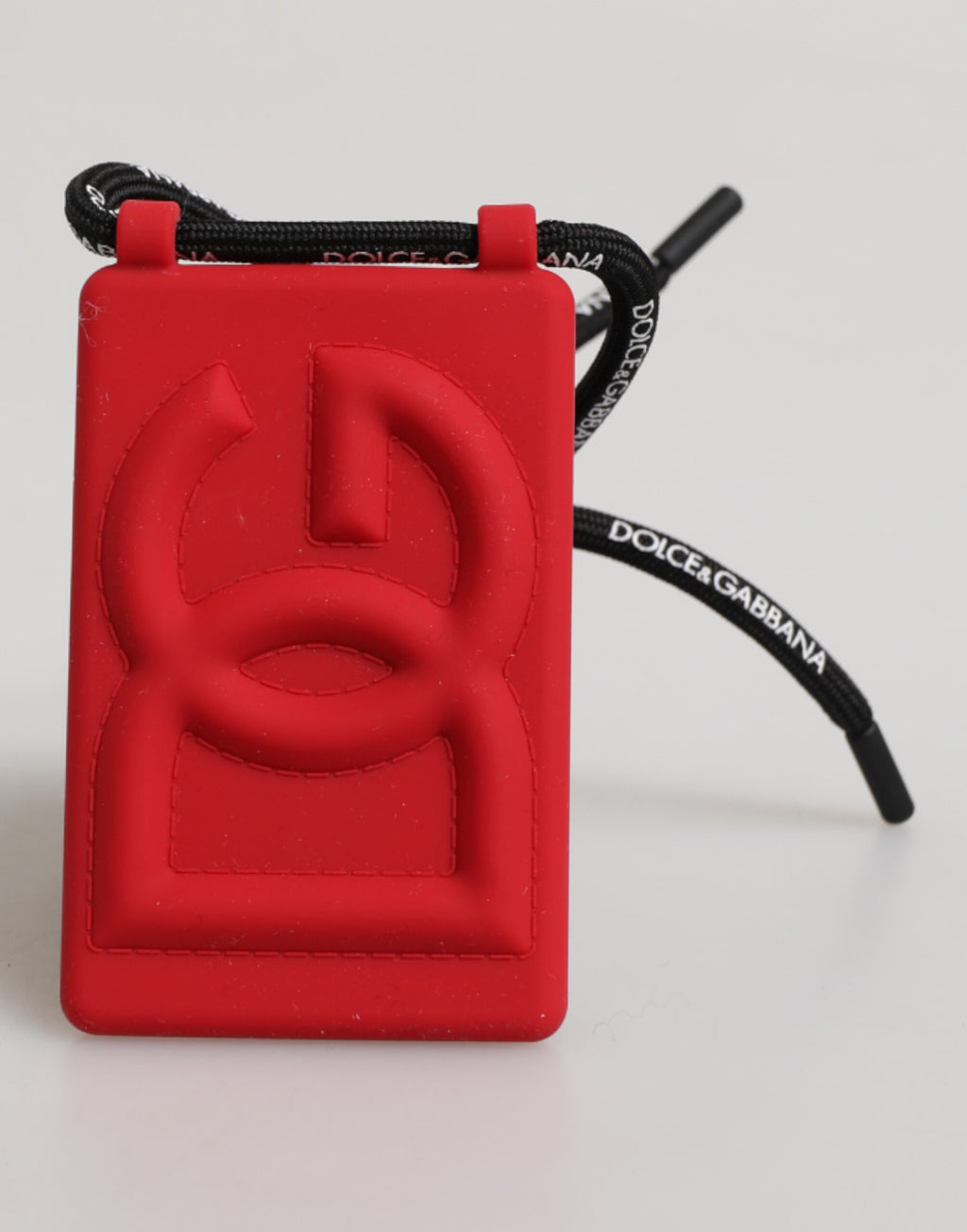 Dolce & Gabbana Red Rubber DG Embossed Adjustable Neck Strap Badge Holder