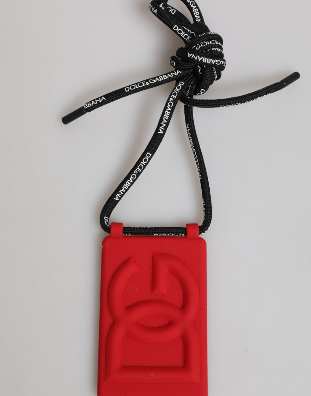 Dolce & Gabbana Red Rubber DG Embossed Adjustable Neck Strap Badge Holder