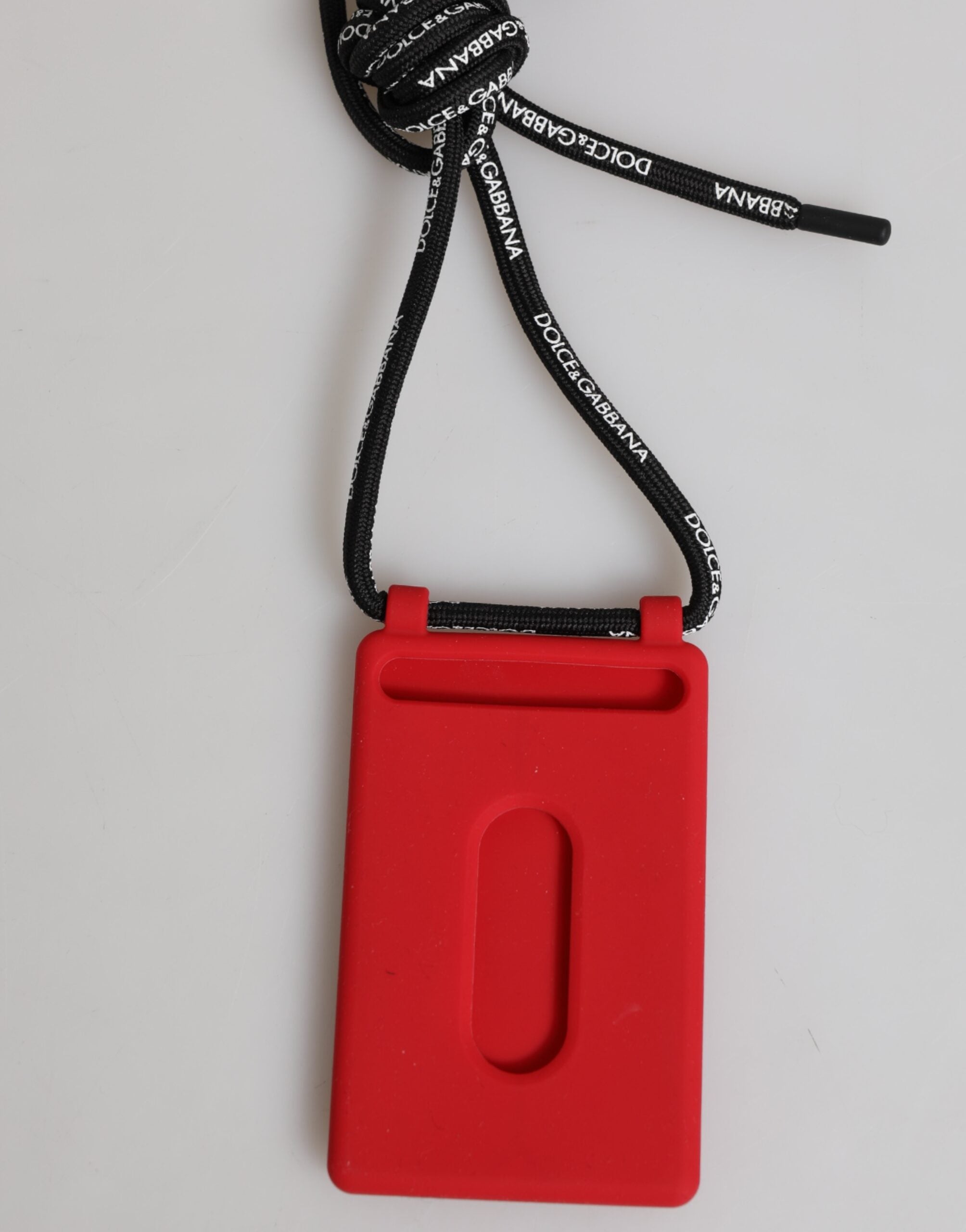 Dolce & Gabbana Red Rubber DG Embossed Adjustable Neck Strap Badge Holder