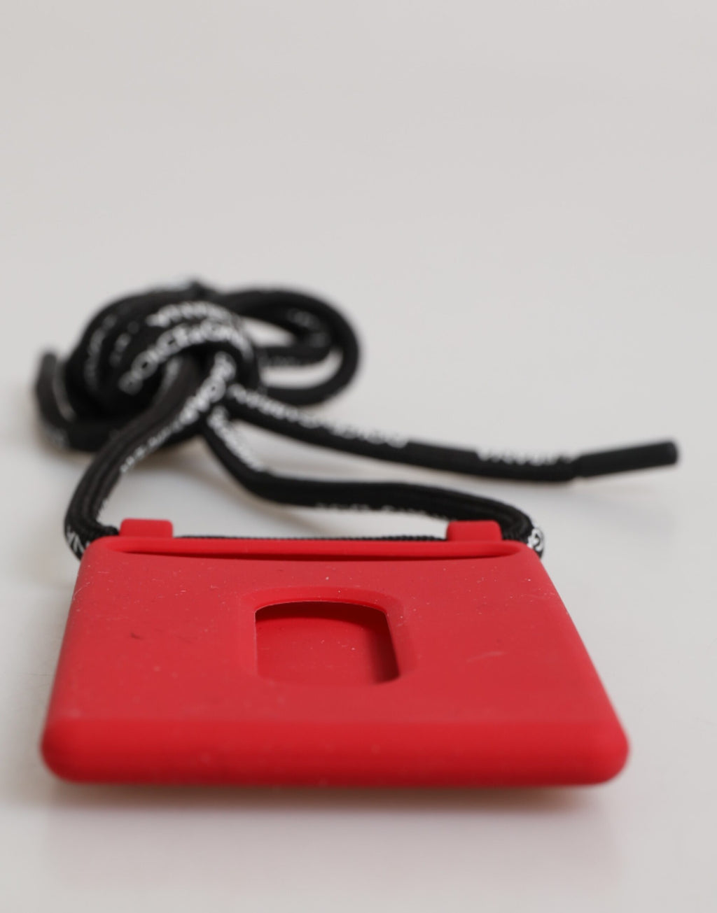 Dolce & Gabbana Red Rubber DG Embossed Adjustable Neck Strap Badge Holder