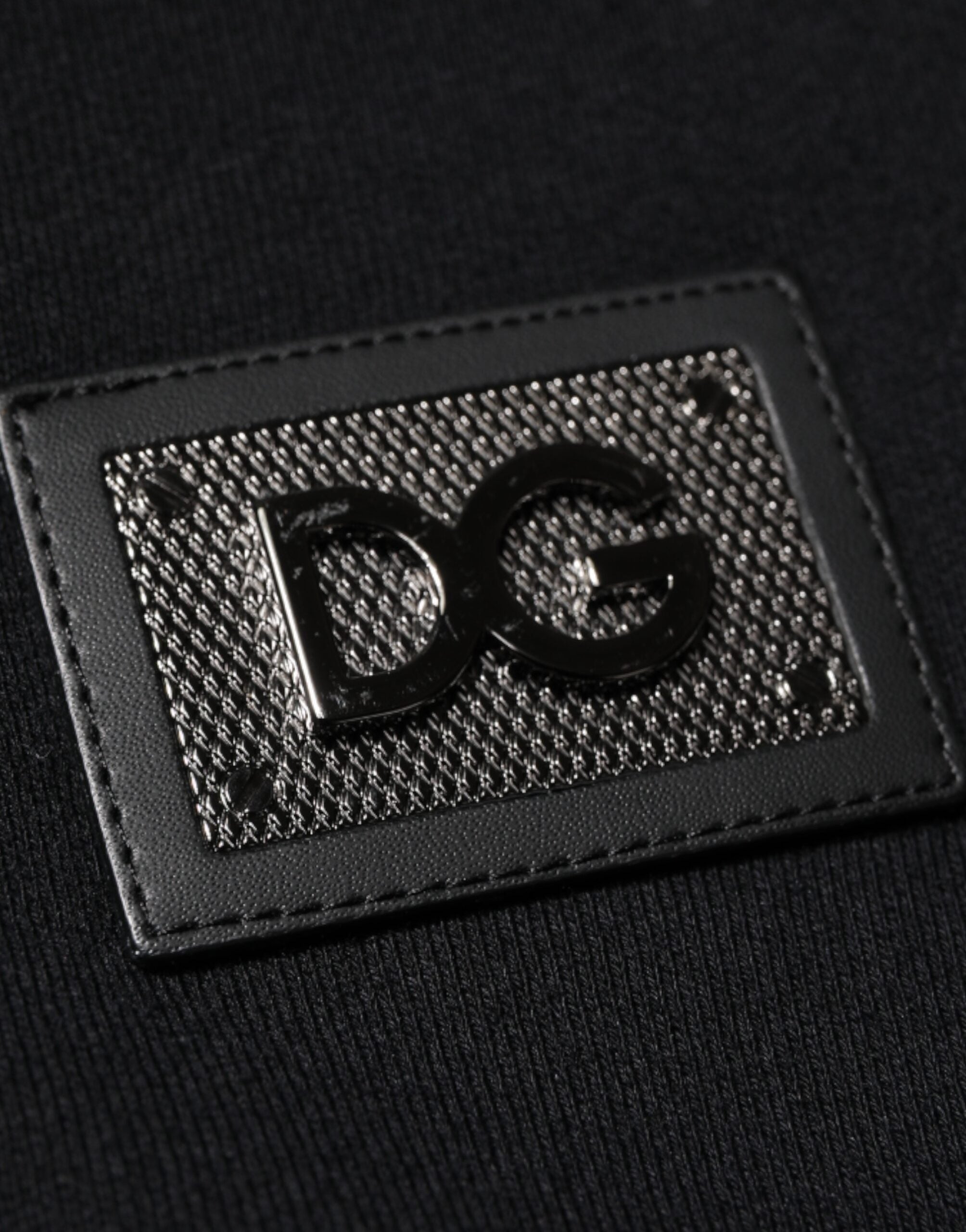 Dolce & Gabbana Black Cotton Plaque Track Cardigan Sweater