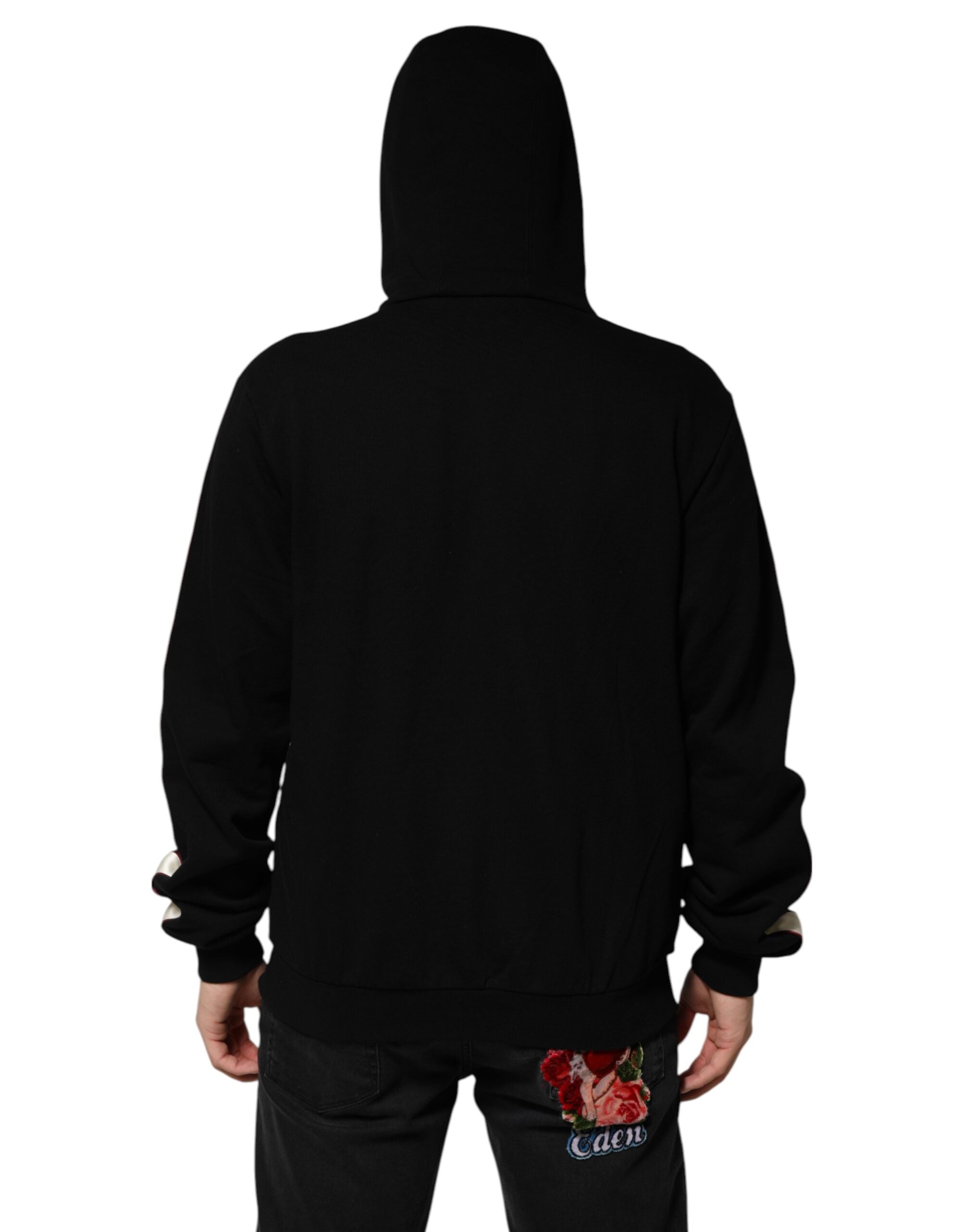 Dolce & Gabbana Black Cotton Plaque Track Cardigan Sweater