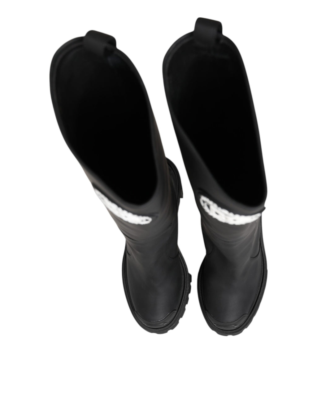 Dolce & Gabbana Black DG Logo Trekking Knee High Boots Shoes