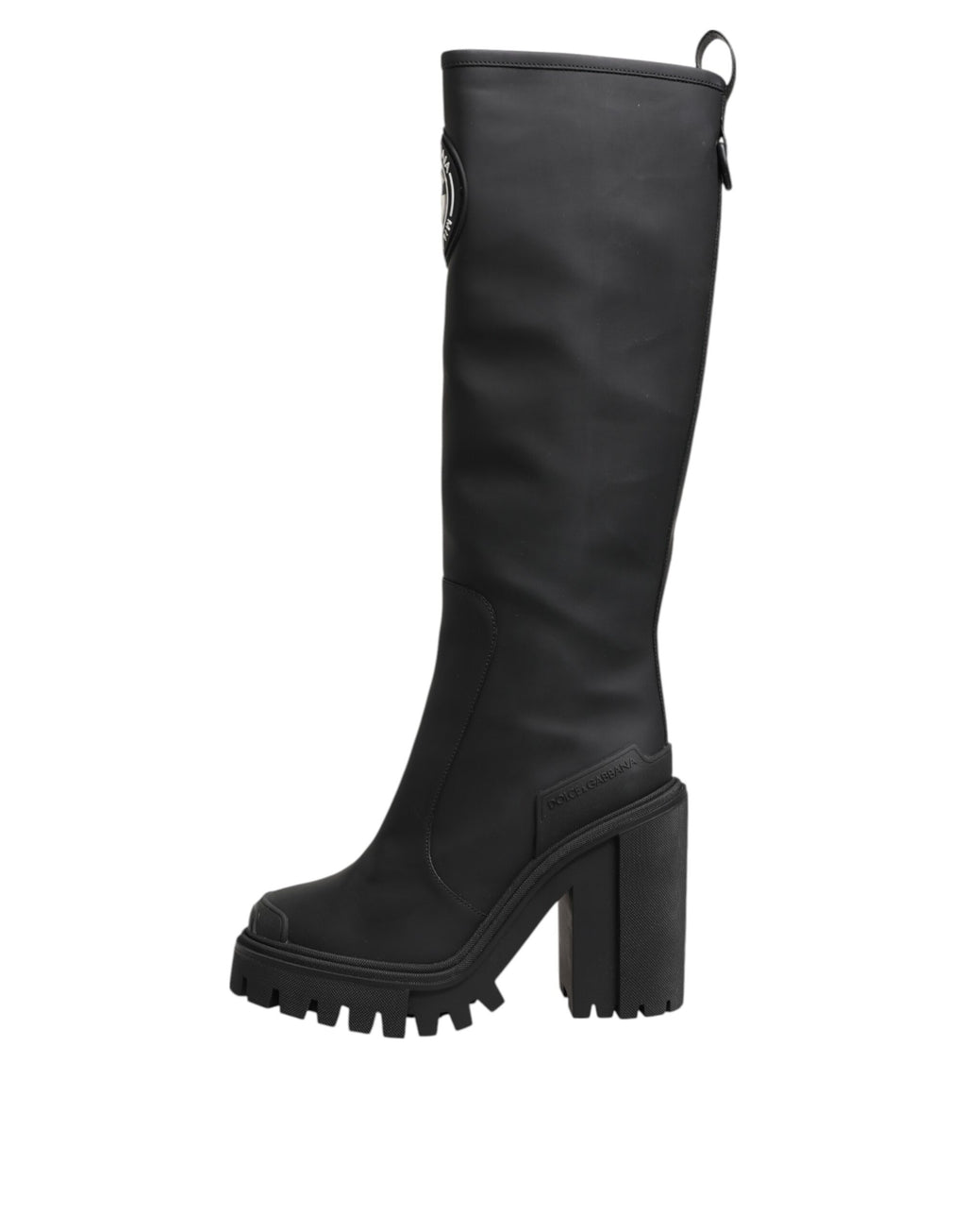 Dolce & Gabbana Black DG Logo Trekking Knee High Boots Shoes