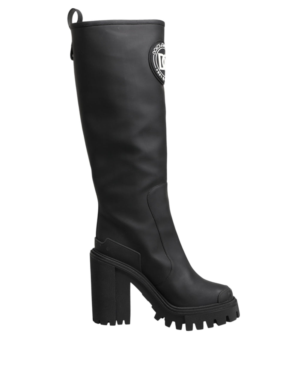 Dolce & Gabbana Black DG Logo Trekking Knee High Boots Shoes