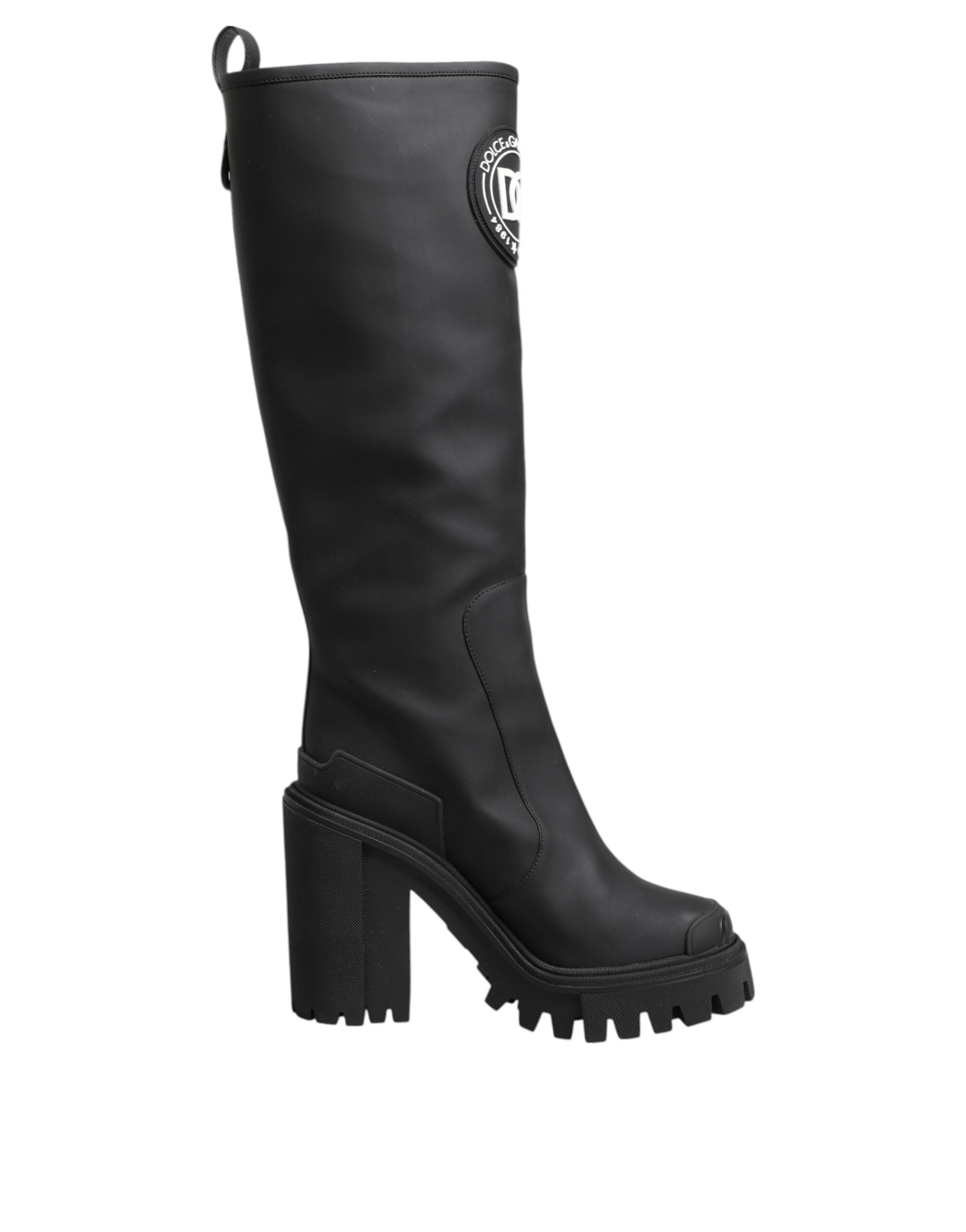Dolce & Gabbana Black DG Logo Trekking Knee High Boots Shoes