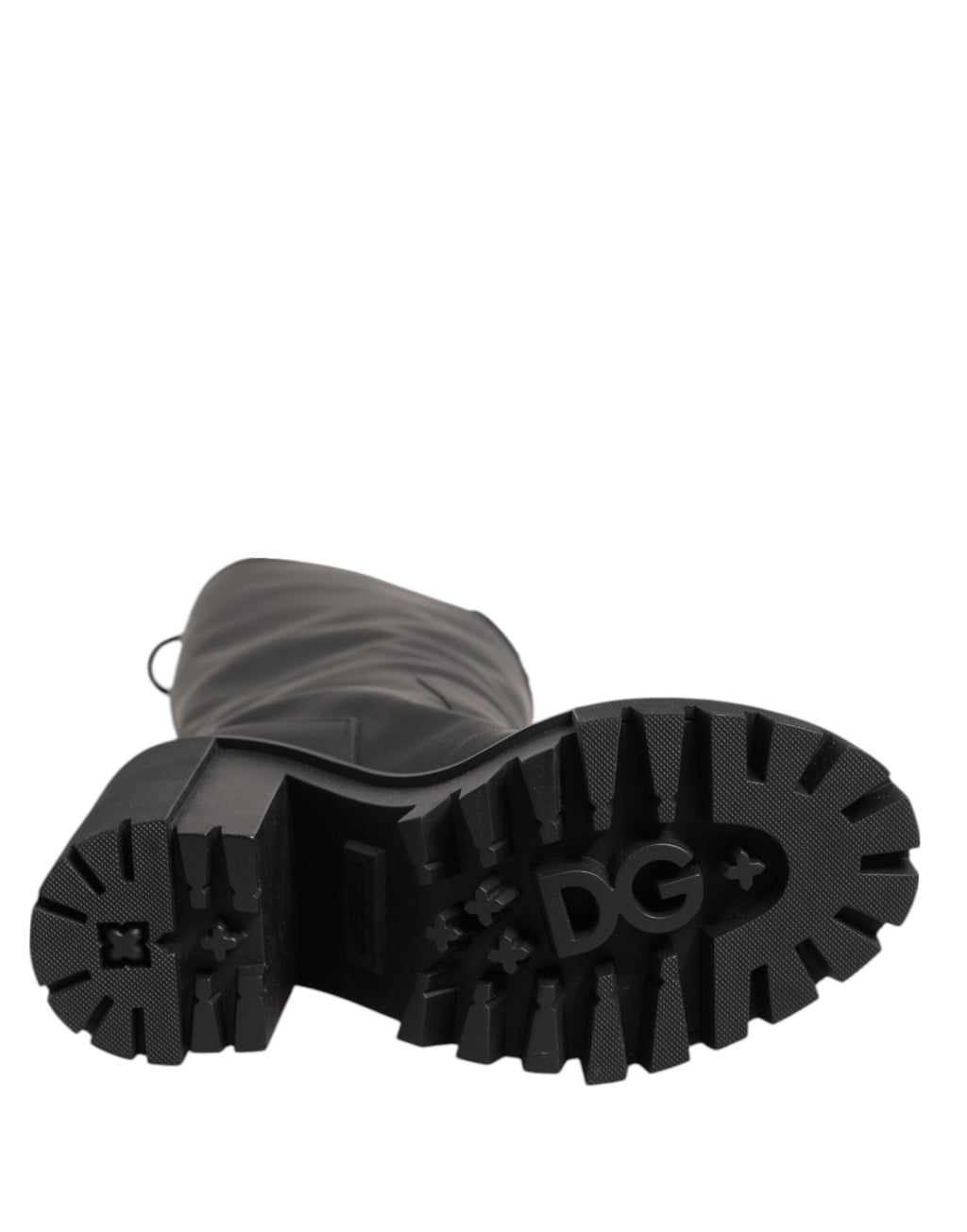 Dolce & Gabbana Black DG Logo Trekking Knee High Boots Shoes