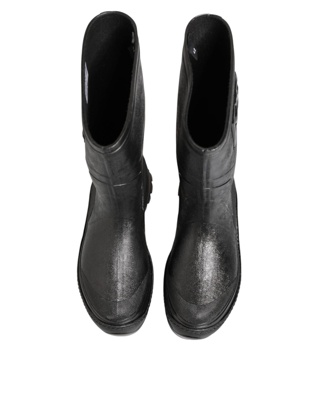 Dolce & Gabbana Metallic Black Pull On Rain Boots Men Shoes