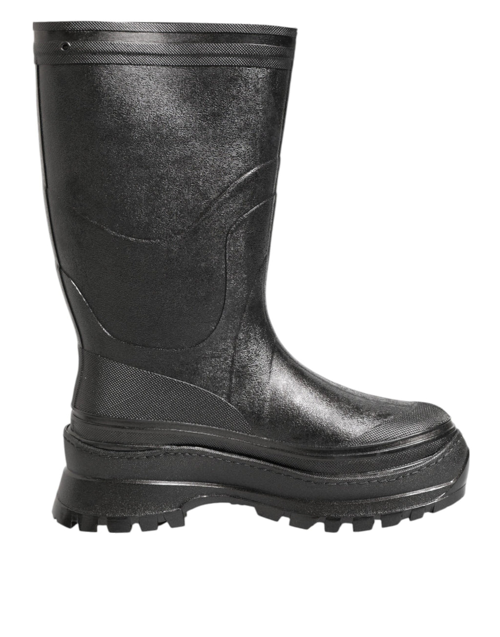 Dolce & Gabbana Metallic Black Pull On Rain Boots Men Shoes