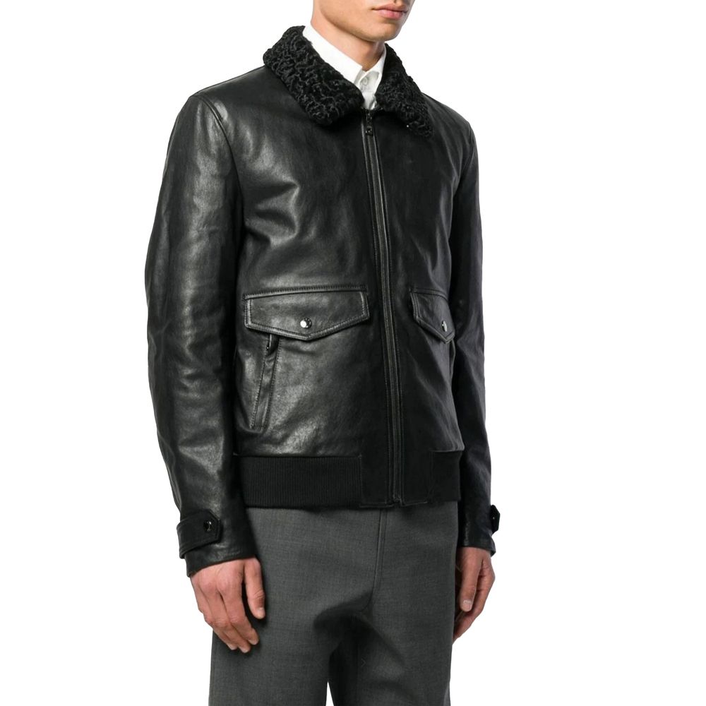 Dolce & Gabbana Black Lambskin Jacket