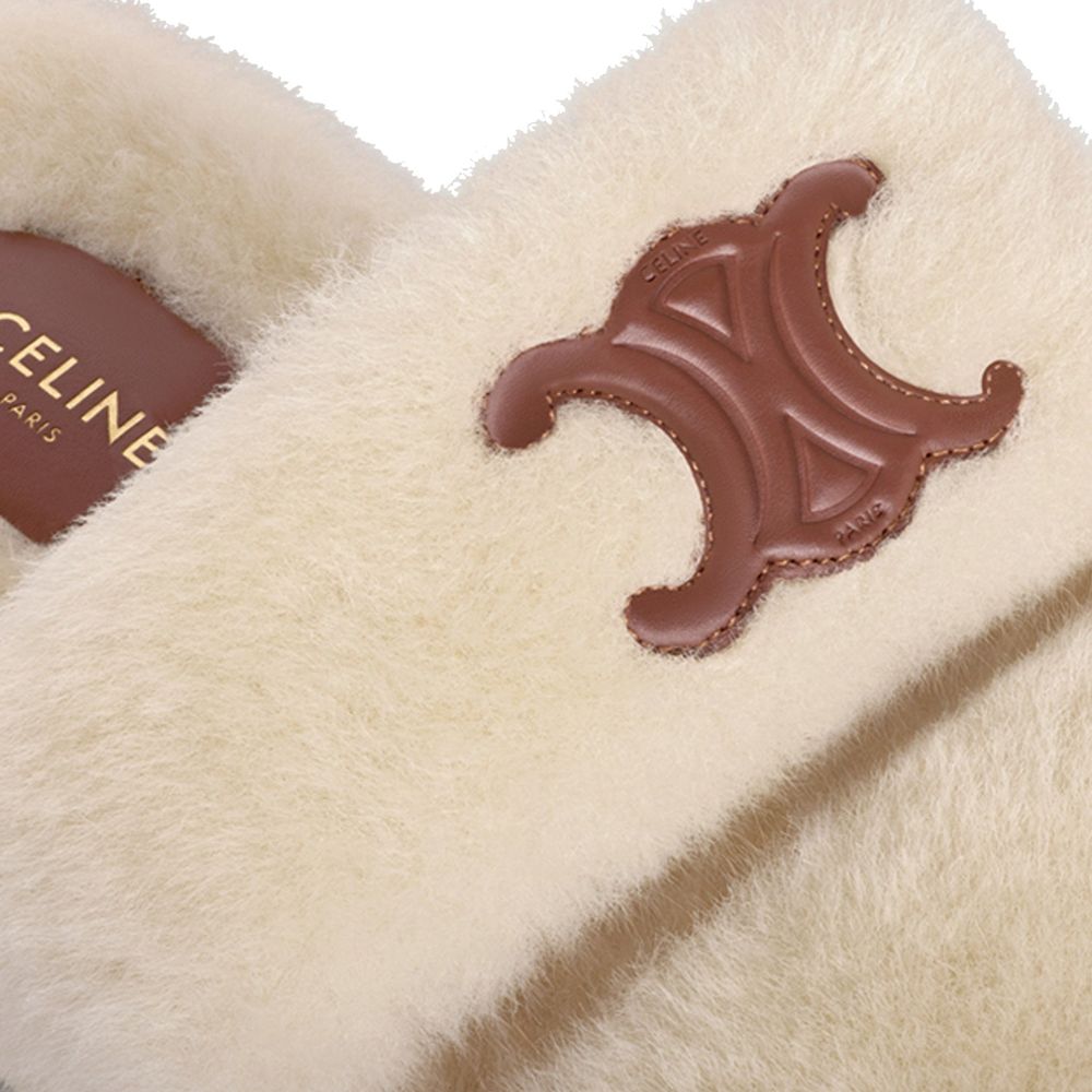 Celine Fur Triomphe Shearling Slides