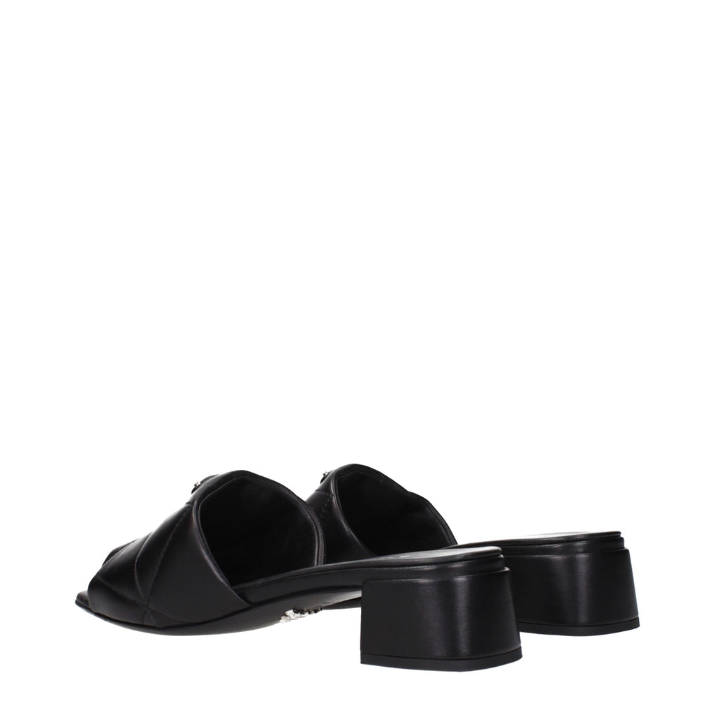 Prada Black Leather Flat Sandals