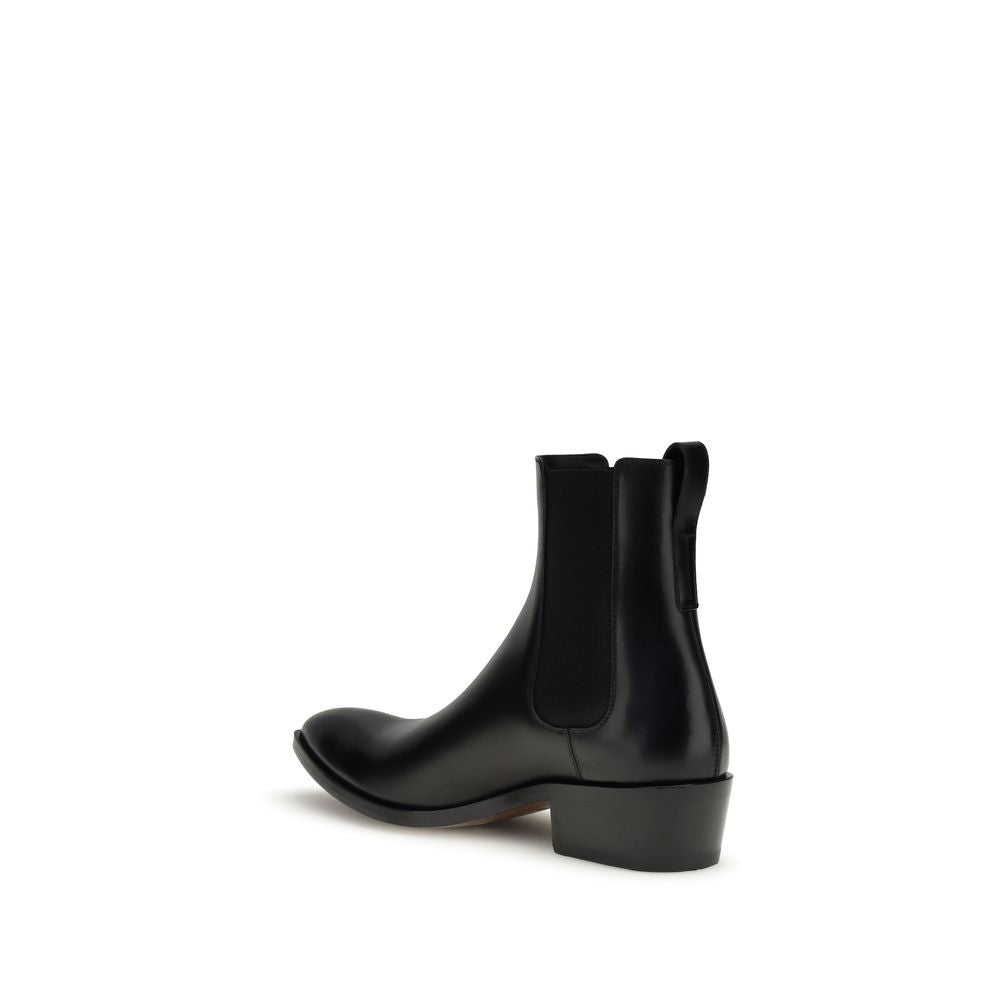 Tom Ford Black Calf Leather Bos Taurus Chelsea Boots