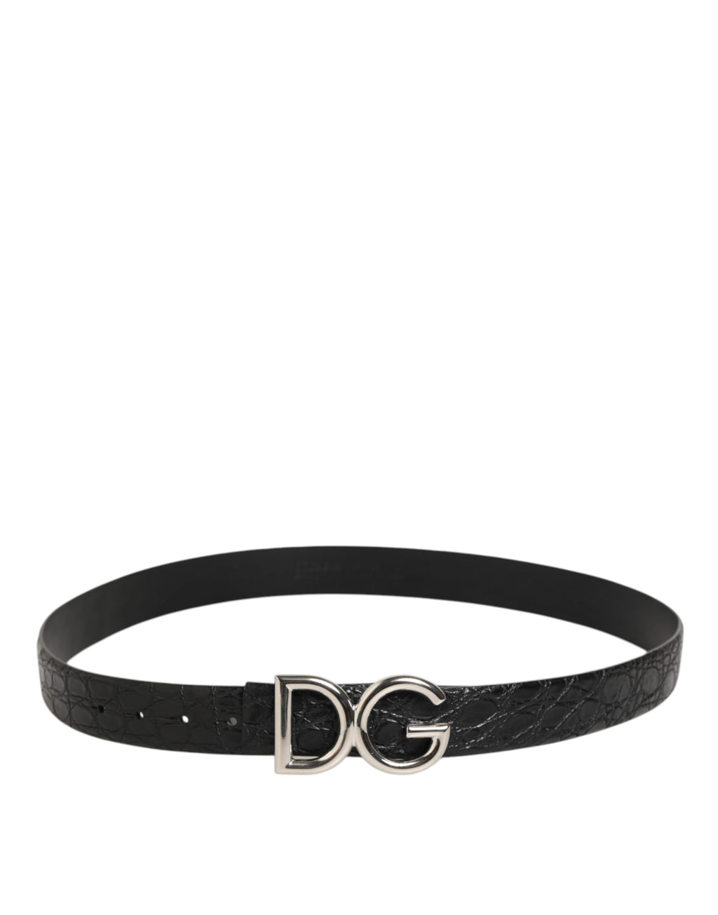 Dolce & Gabbana Black Exotic Leather DG Logo Buckle Belt