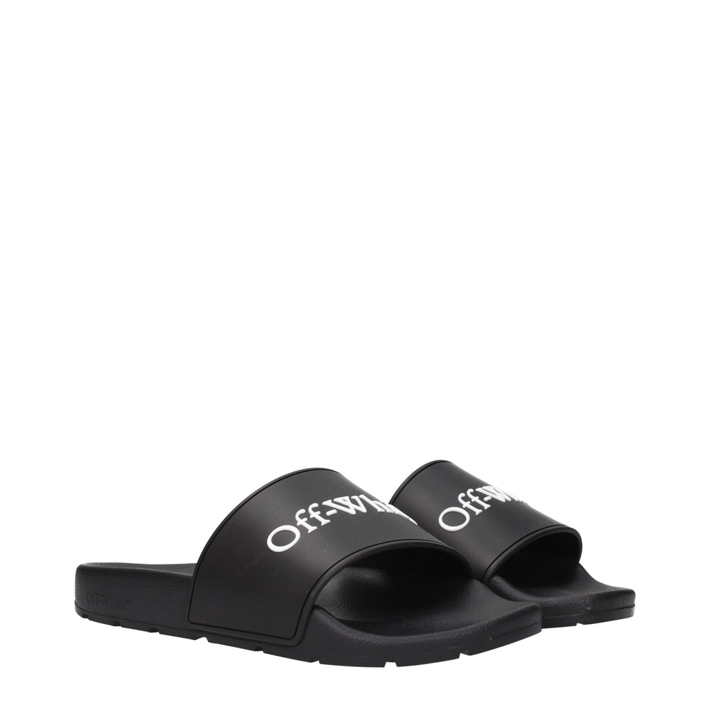 Off-White Black Cotton Slippers
