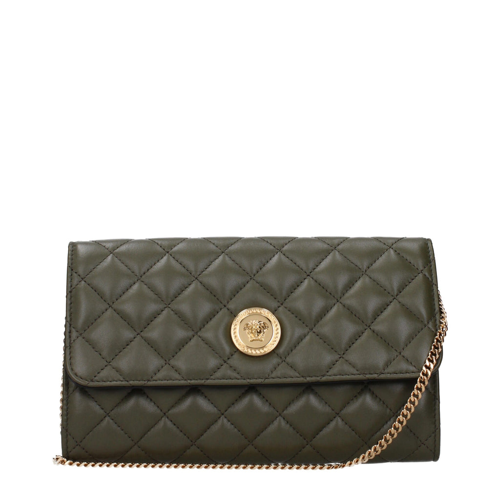 Versace Green Leather Clutch Bag