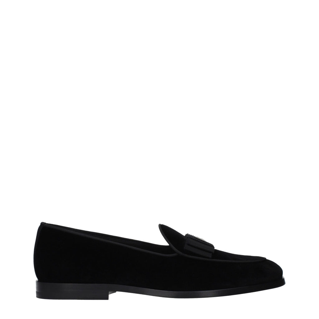 Dolce & Gabbana Black Velvet Slip-On Loafers