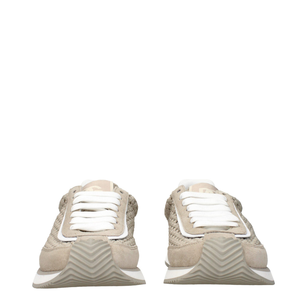 Dolce & Gabbana Beige Fabric Low Top Sneakers