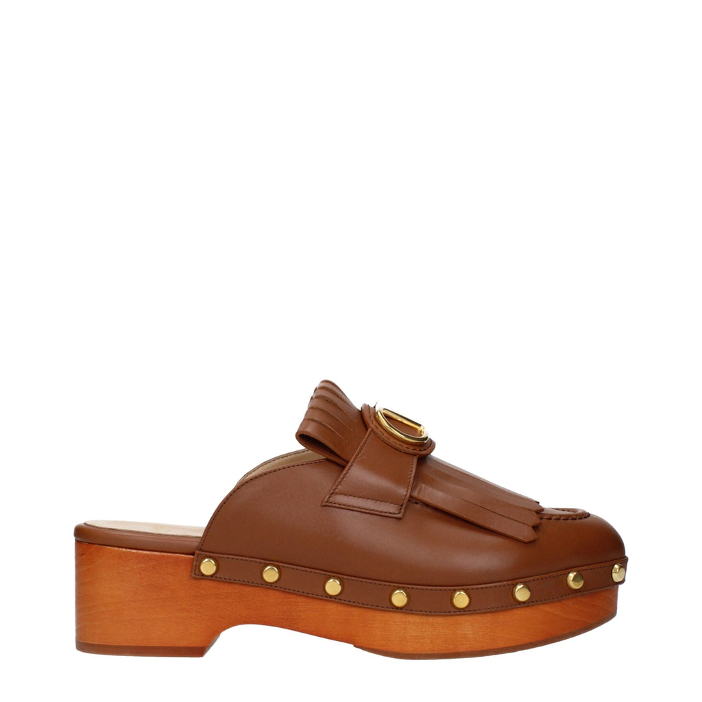 Valentino Garavani Brown Leather Slippers