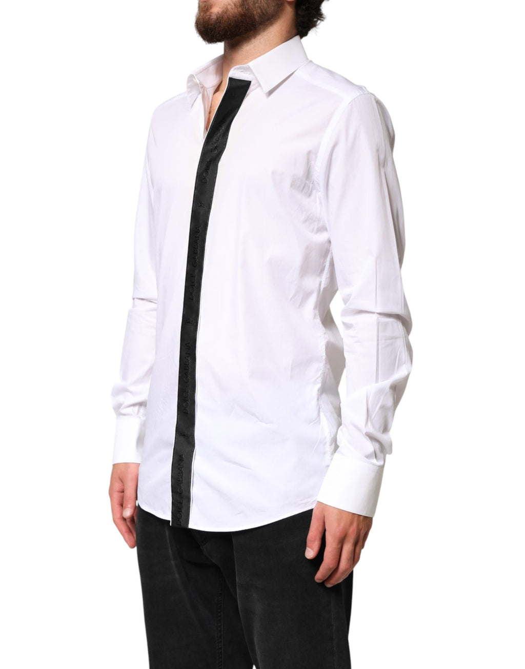 Dolce & Gabbana White Cotton GOLD Collared Dress Formal Shirt