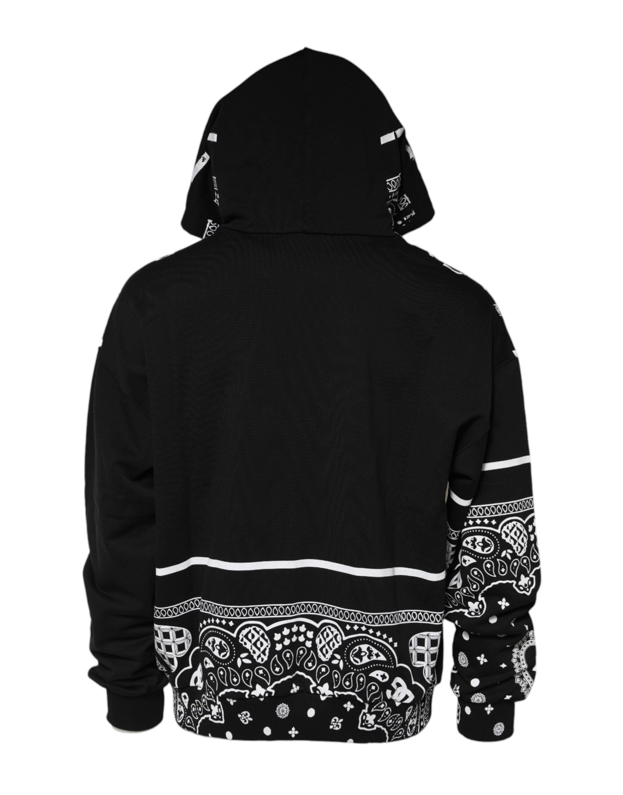 Dolce & Gabbana Black Bandana Hooded Men Sweatshirt Sweater