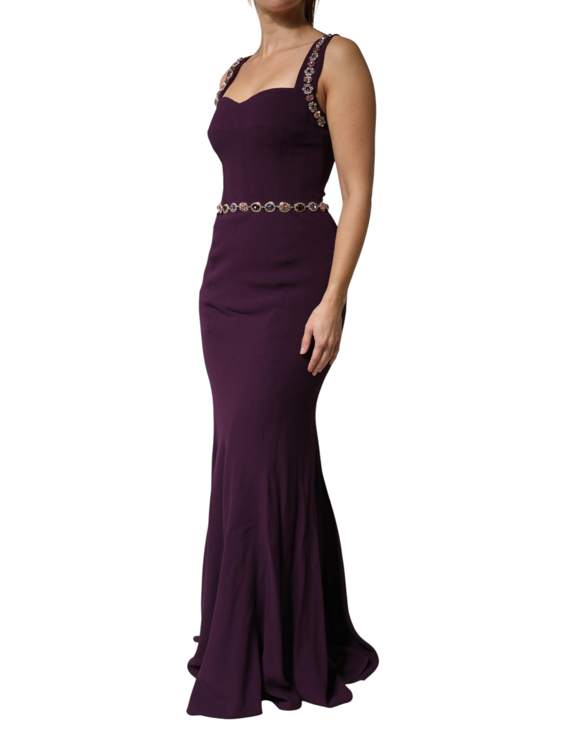 Dolce & Gabbana Violet Embellished Sheath Mermaid Gown Dress