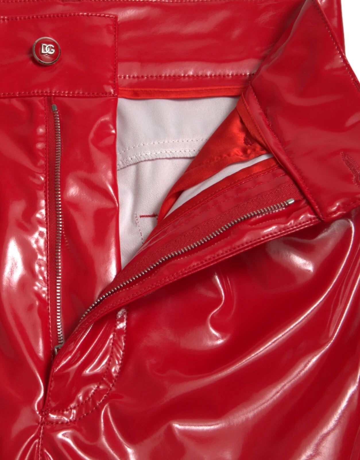 Dolce & Gabbana Shiny Red High Waist Skinny Trouser Pants