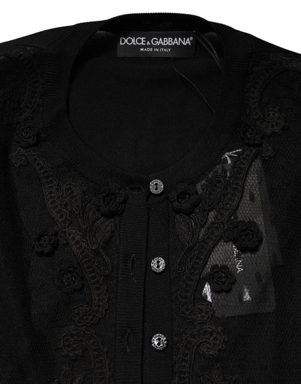 Dolce & Gabbana Black Sheer Button Down Cardigan Sweater