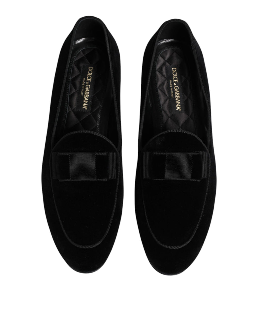 Dolce & Gabbana Black Velvet Slip On Loafers Formal Men Shoes