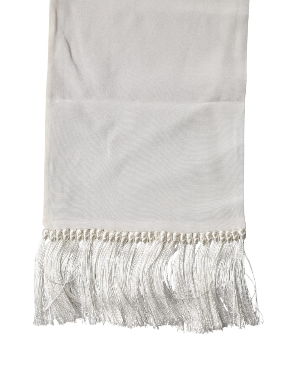 Dolce & Gabbana White Silk Fringes Neck Wrap Foulard Scarf